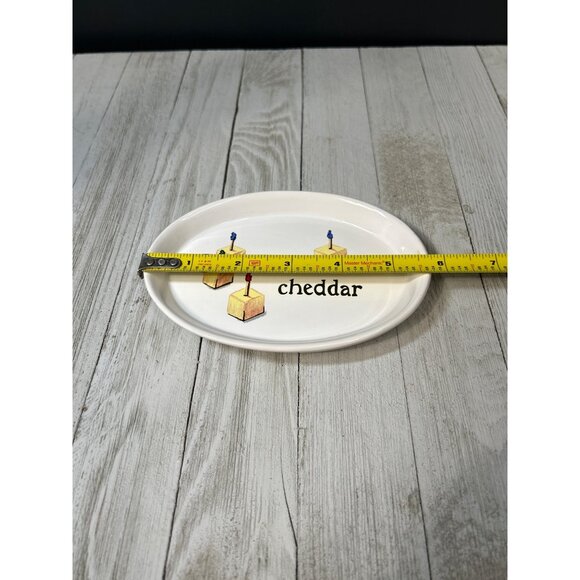 Cheddar & Swiss Cheese Appetizers Plates Oval White - Set Of 2 - Picture 6 of 9